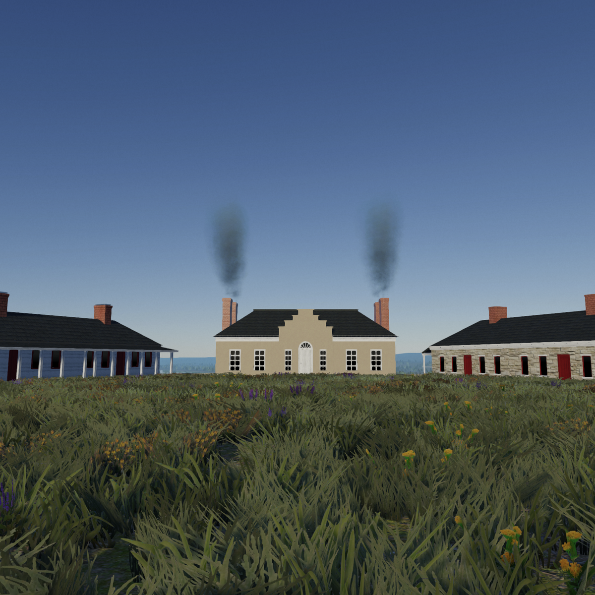 Screenshot of a 3D model of the Commander's House at Fort Snelling