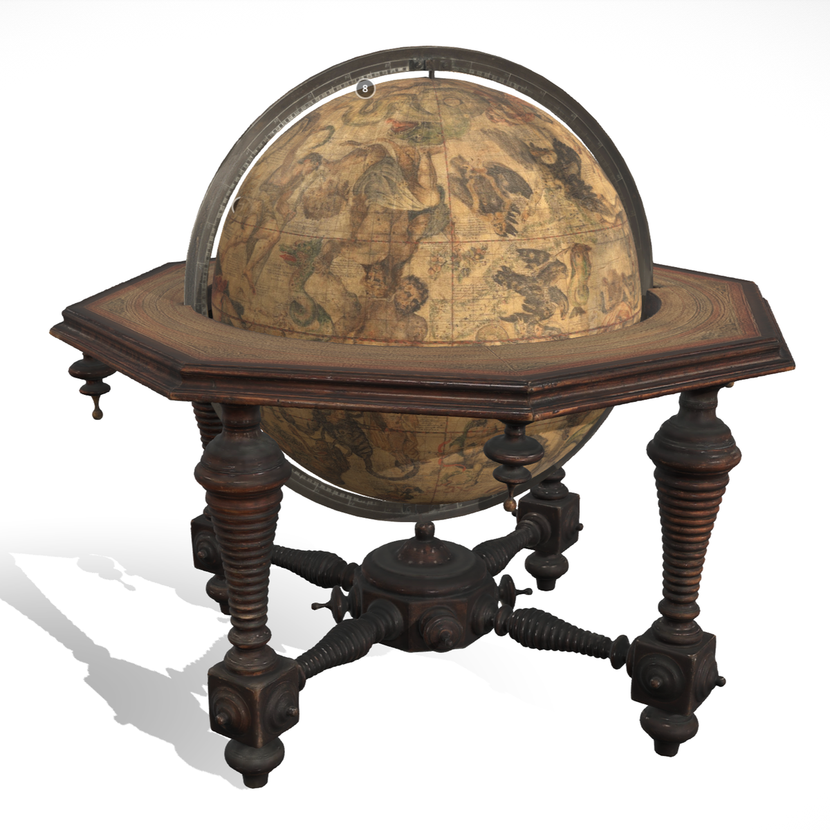3D model of a historic globe.