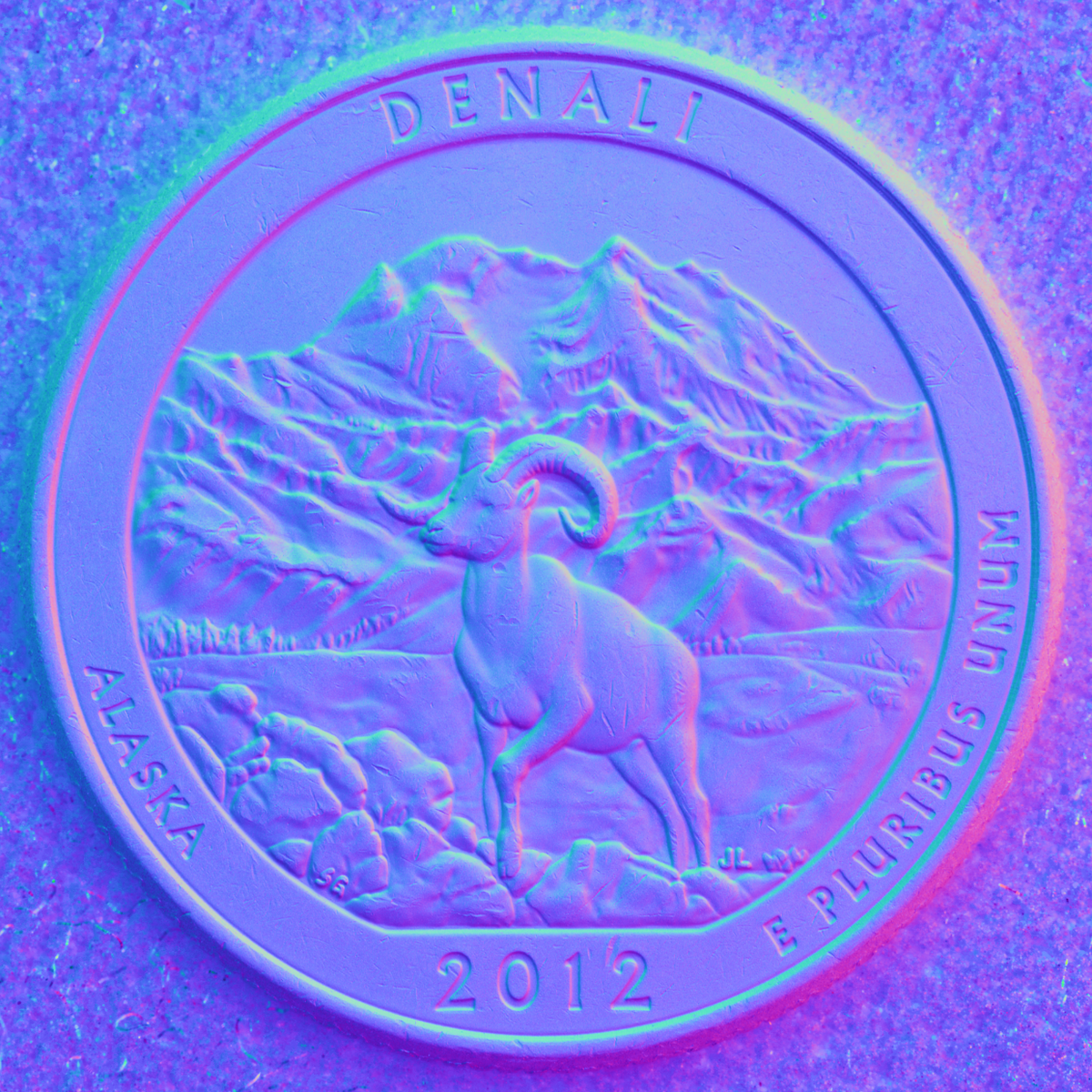 RTI-produced normal map of a quarter.